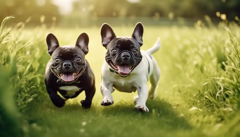 playful french bulldogs exercising