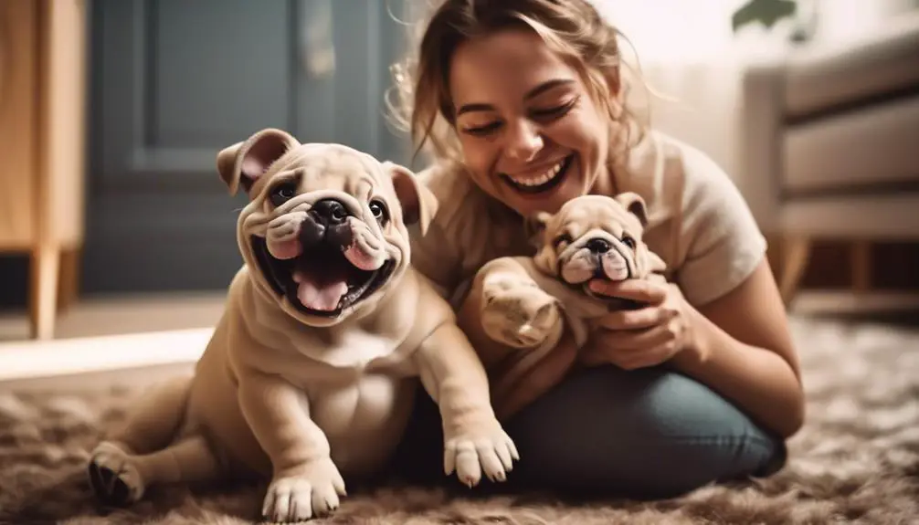 bonding with bulldog puppy