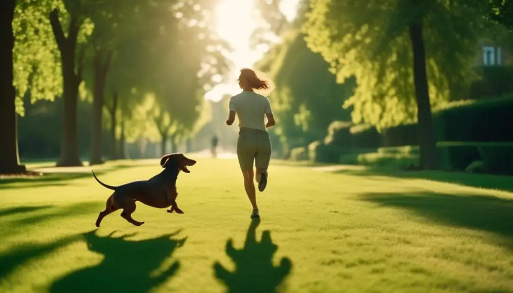 exercise bonding with dachshund