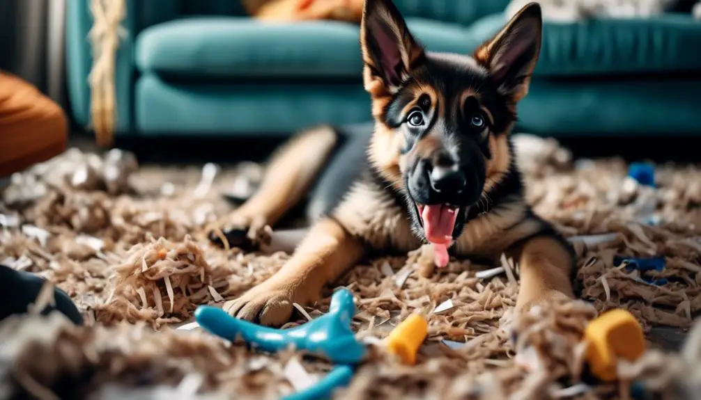 german shepherd puppy chewing